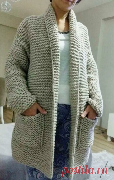 Кардиган-прямоугольник: идеальный старт для новичка! Вяжем зимний хит тремя простыми техниками | Дневник вязальщицы | Дзен