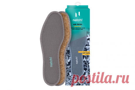 NATCH Стелька всесезонная против запаха AIR FRESH. Очень легкая, полностью дышащая стелька для всех видов спортивной обуви или обуви свободного времени. Сохраняет стопы свежими и сухими. Стабильная основа из натуральных кокосовых волокон.