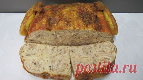 Новогодняя курица фаршированная блинами - Простые рецепты Овкусе.ру