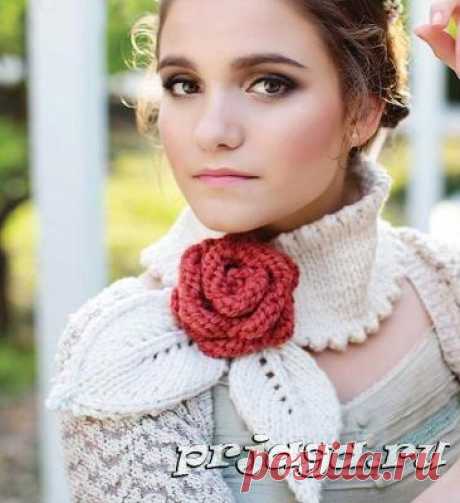 Шарфик с розой спицами