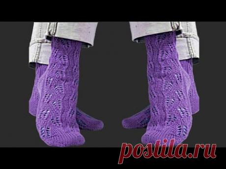 Носочки с красивым узором. Спицами.#2025.