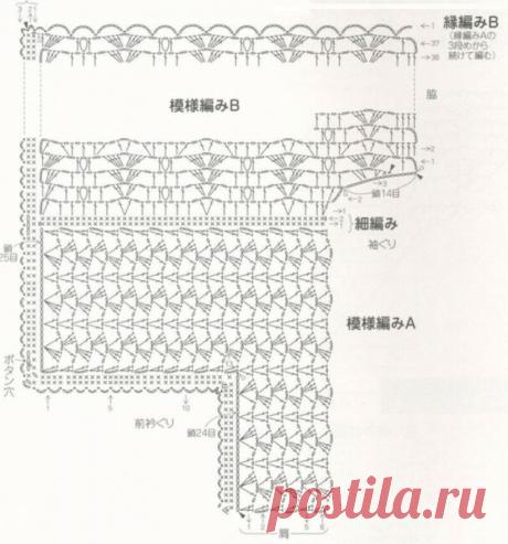 Интересные японские жакетики крючком и схемы | Вязалки Веселого Хомяка | Яндекс Дзен
