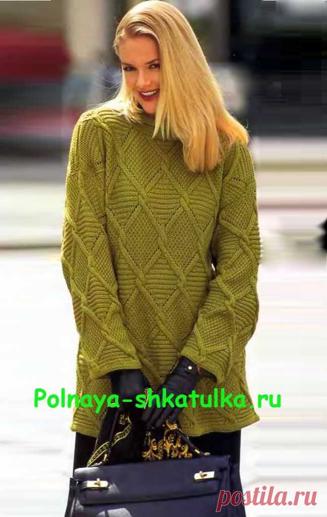 Узорчатый пуловер цвета киви