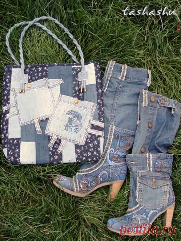 Апгрейд сапог, или безотходная джинса. - Ярмарка Мастеров - ручная работа, handmade