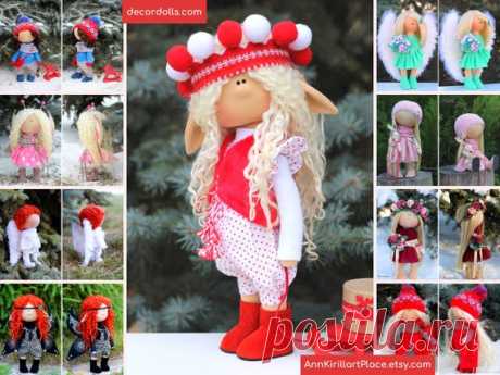 Elf Doll Handmade, Christmas Elf Interior Doll, Winter Decoration Doll, Art Decor Doll, Fabric Cloth Doll, Tilda Custom Doll by Olga P Hello dear visitors,  This is handmade fabric doll created by Master Olga P (Kazan, Russia). All dolls on the photo are made by artist Olga P. You can find them in our shop by search by artist name Olga P  Doll is 30 cm (11.8 inch) tall and made of only highest quality materials.  This doll is made
