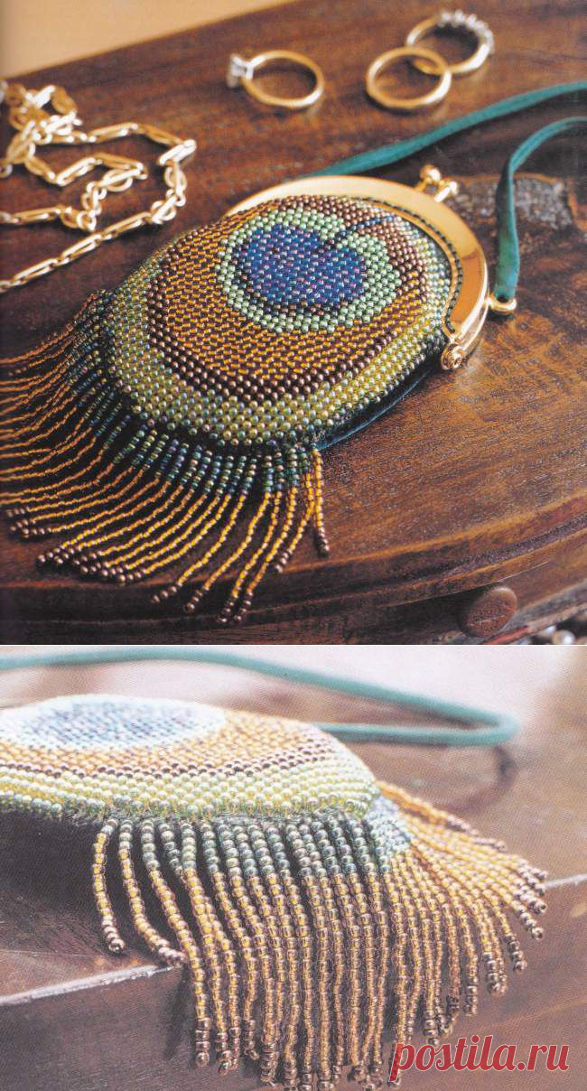 Расшитая бисером дамская сумочка "Павлин" от Сью Хоукинс | Тереза дизайн