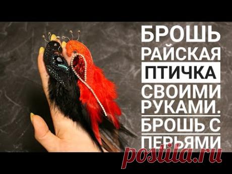 Брошь "Райская птичка"|Брошь с перьями своими руками - YouTube