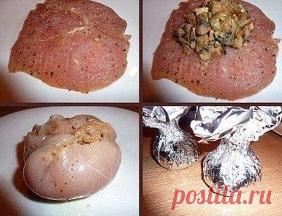 Как приготовить курица с грибами или куриные бомбочки - рецепт, ингридиенты и фотографии