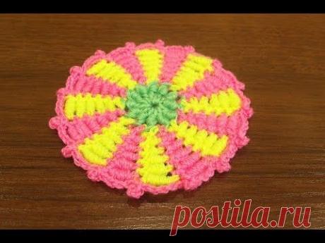 Образец коврика крючком из витых столбиков (rug, crochet)