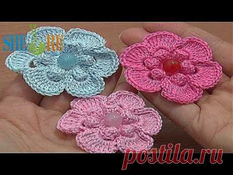 Цветы крючком Урок 67 Как вязать простой цветочек - YouTube