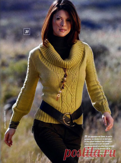 Вязаный свитер с аранами.