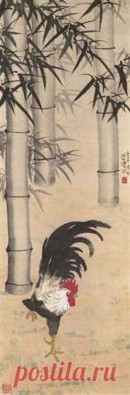 Bamboo and Rooster, 1942 - Xu Beihong - WikiArt.org ‘Bamboo and Rooster’ was created in 1942 by Xu Beihong in Ink and wash painting style. Find more prominent pieces of animal painting at Wikiart.org – best visual art database.