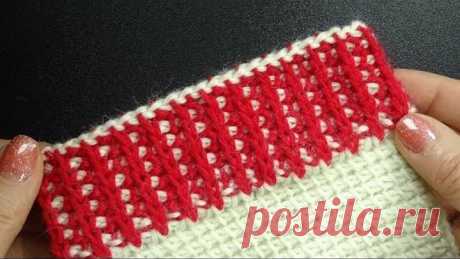 Имитация резинки тунисским крючком Tunisian crochet pattern 54