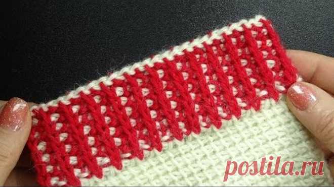 Имитация резинки тунисским крючком Tunisian crochet pattern 54