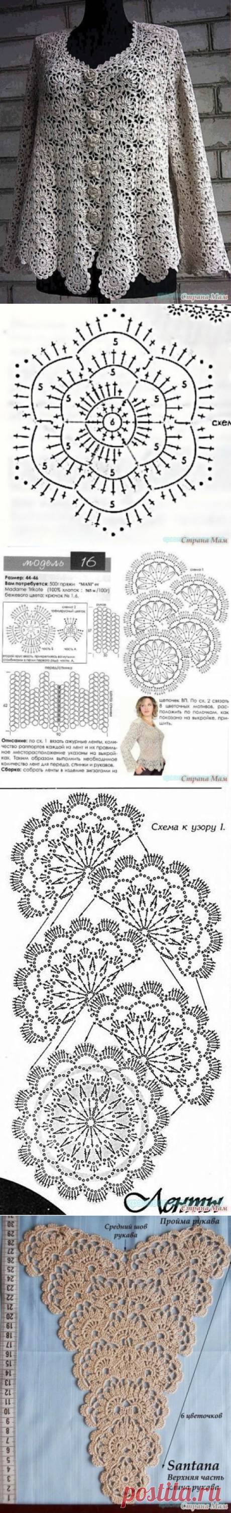 Красивое вязание | Стильный жакет крючком.