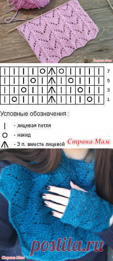 Ажурный узор спицами. Видео МК. - Вязание - Страна Мам
