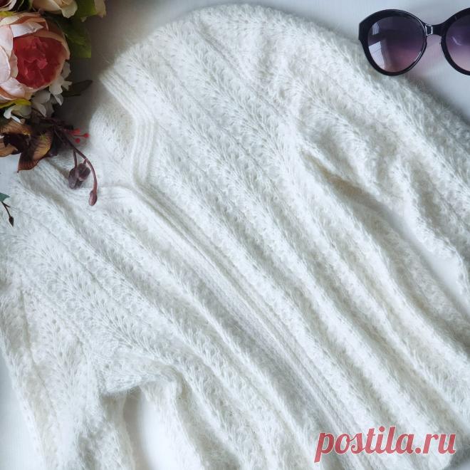 Жакет вязаный из пуха кролика (премиум пряжа).В наличии.Размер 44-46.