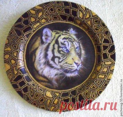 Купить Декоративная тарелка "Тигр" - декоративная тарелка, украшение для интерьера, подарок на любой случай