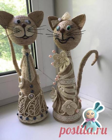 Чудесные котики из шпагата
#ручнаяработа