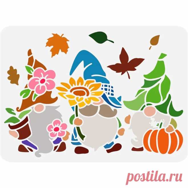 Plantilla de gnomos para pintar, 11,7x8,3 pulgadas, reutilizable, tres gnomos, Otoño, decoración, enanitos de plástico, calabaza, hoja de arce - AliExpress