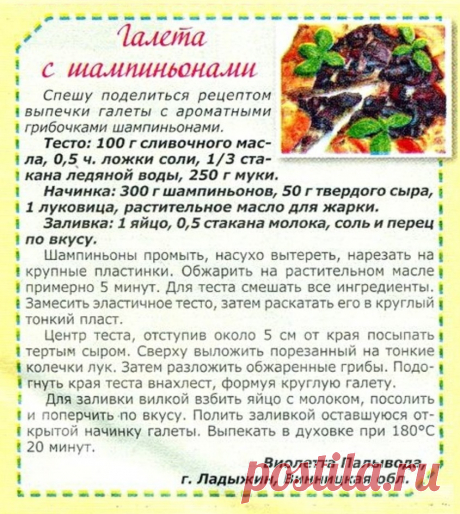 Галета с шампиньонами