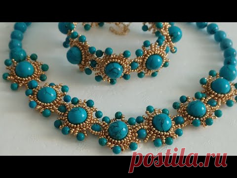 Tuğla Tekniği ile Yapılan Turkuaz Bileklik |  Brick Stitch Turquoise Bracelet Tutorial