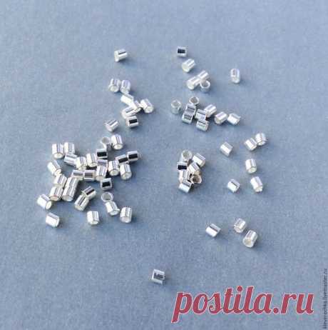 Купить _Кримпы серебро 925 обжимные бусины см.описание и фото - разделители спейсеры