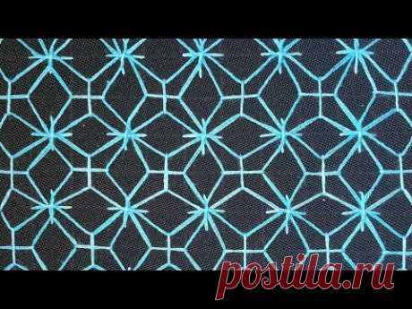 Japanese Stitching Art on Cushion Cover Sashiko Elegance /Hand embroidery