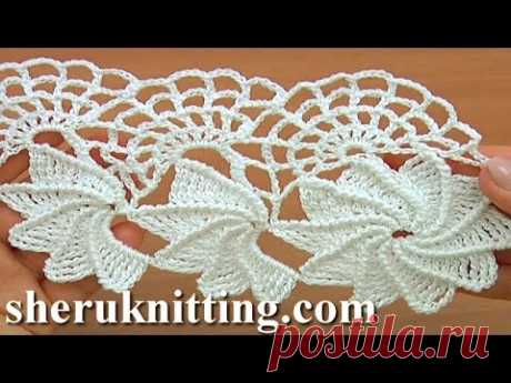Crochet Spiral Flower Lace Worked in Rows Tutorial 23 Part 1 of 2