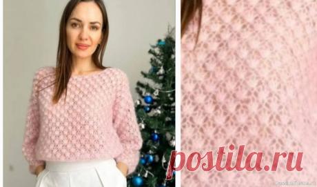 Нежный ажурный пуловер | Женская одежда крючком. Схемы и описание