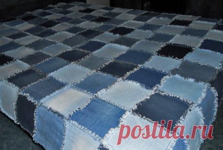 Покрывало из старых джинсов своими руками пошагово схемы