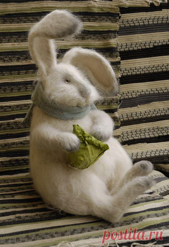 rabbit with cabbage | Felting | Кролик, Зайчата и Капуста