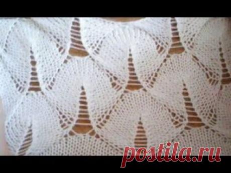Ажурный узор спицами Листья. Мастер-класс Очень красивый узор «Листья» до влажно-тепловой обработки рельефный, после обработки – ажурный. В этом видео (мастер-классе) начинающие вязальщицы ознакомятс...