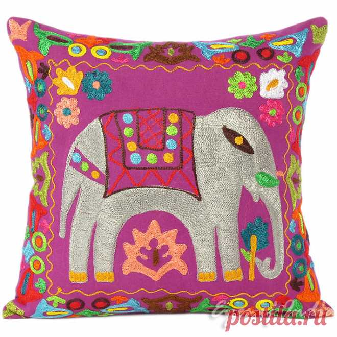 Purple Colorful Decorative Embroidered Sofa Throw Bohemian Pillow Couch Cushion Cover - 16, 18