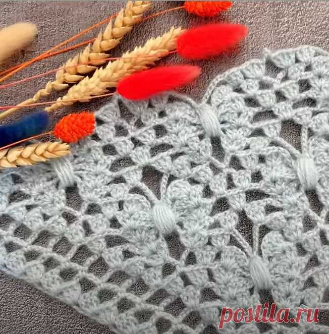 Красивые узоры от угла для шалей крючком | Креаликум