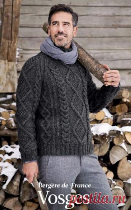 Вязаный спицами мужской свитер Vosges от Bergère de France | Мамины-ручки.рф