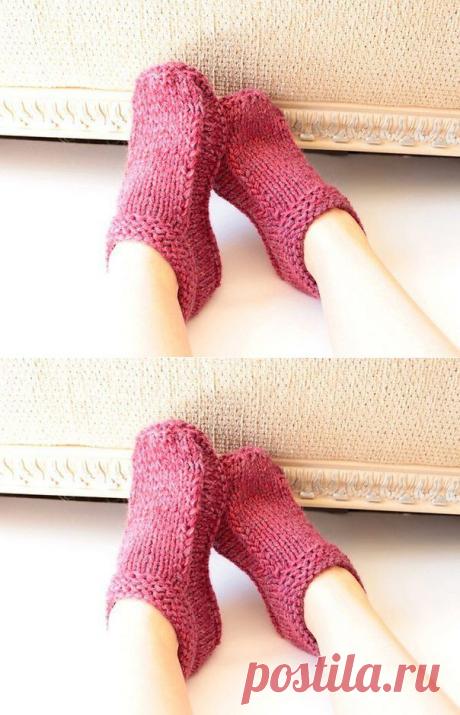 Тапочки. Вяжутся быстро и легко!