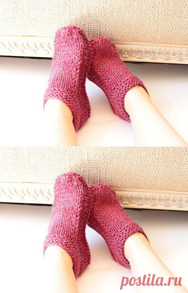 Тапочки. Вяжутся быстро и легко!
