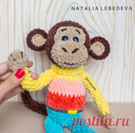Бесплатный мастер-класс по вязанию Обезьянка крючком. Автор - Наталия Лебедева.