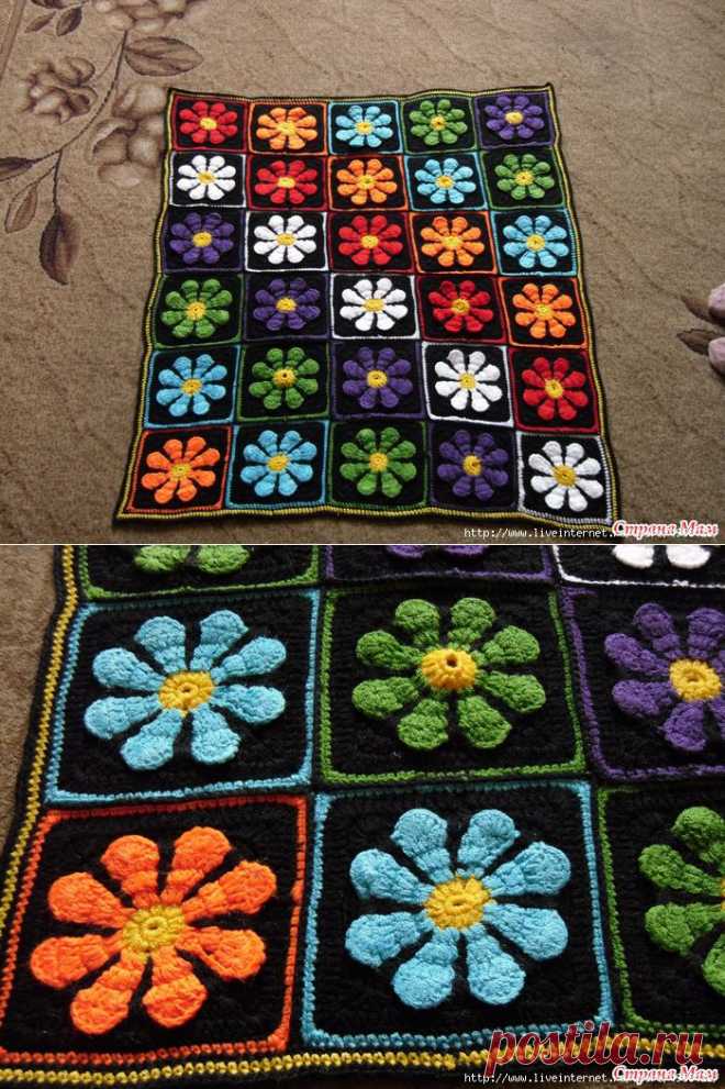Плед "Цветочная поляна".Мастер-класс мотива..