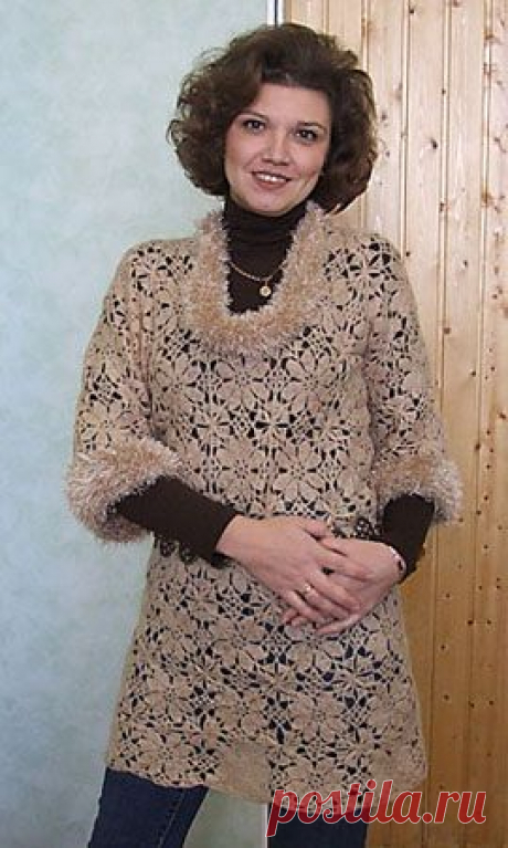 Туника в технике непрерывной вязки.
