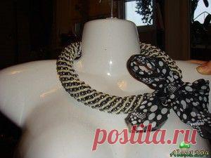 Оплетенный шейный платок - просмотр работы. Клуб мастеров и мастериц.
