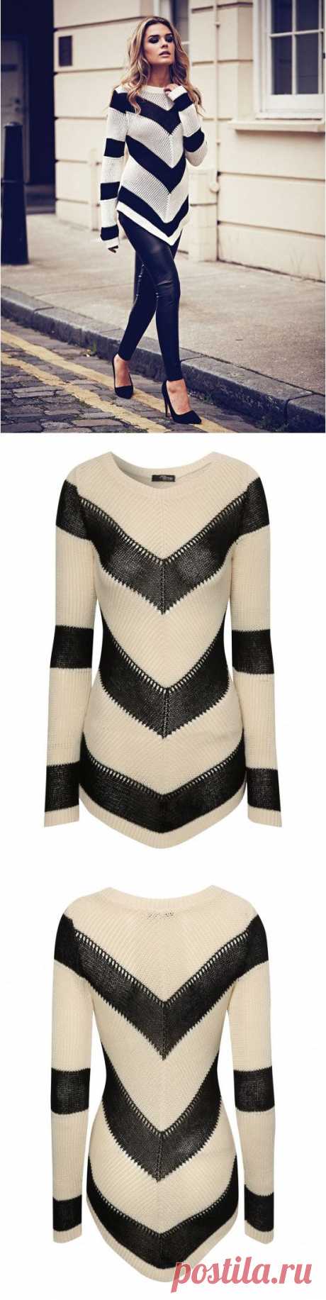 Chevron полоса Dip Подол Jumper | Jane Norman