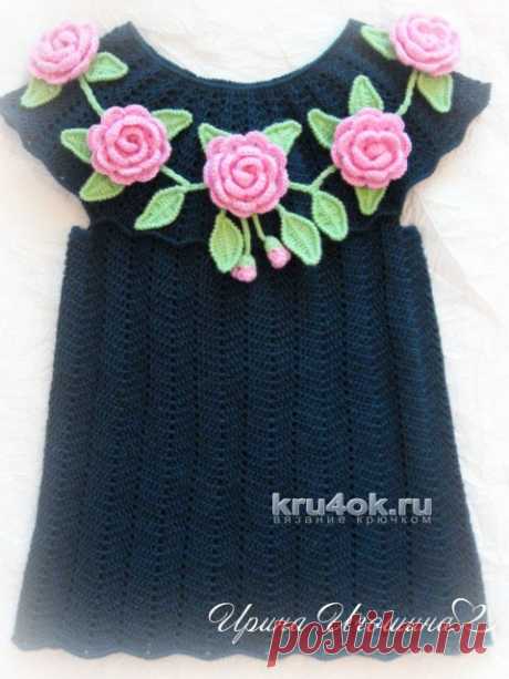 Платье — туника Розовые розы. Работа Ирины Игошиной - вязание крючком на kru4ok.ru