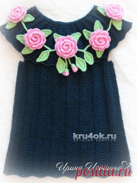 Платье — туника Розовые розы. Работа Ирины Игошиной - вязание крючком на kru4ok.ru