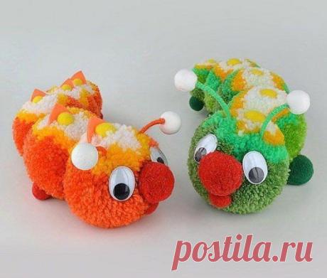 Игрушки из помпонов!
