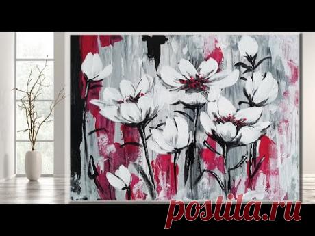 Abstract Painting for beginners /Simple flowers /MariArtHome