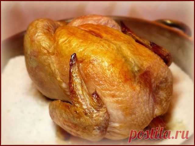 Курица, запечёная на соляной подушке.