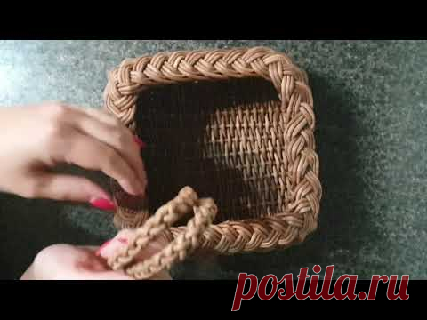 Плетеная ручка косичка. Как её прикрепить к корзинке