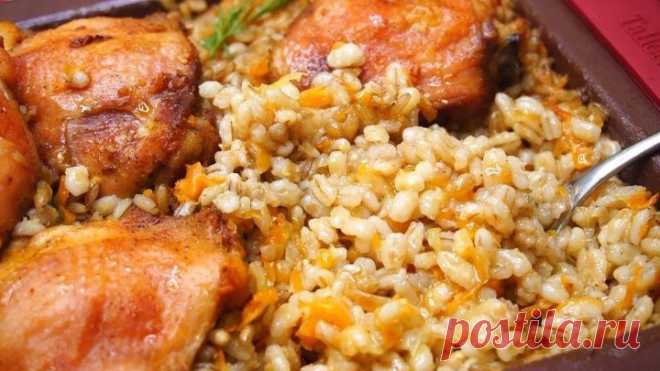 Перловка с курицей в духовке 